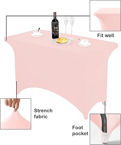 Miniatura 304 de FORLIFE Paquete de 6 manteles de elastano, de ajuste universal para mesas rectangulares de 6 pies, para patios, bodas, banquetes, fiestas