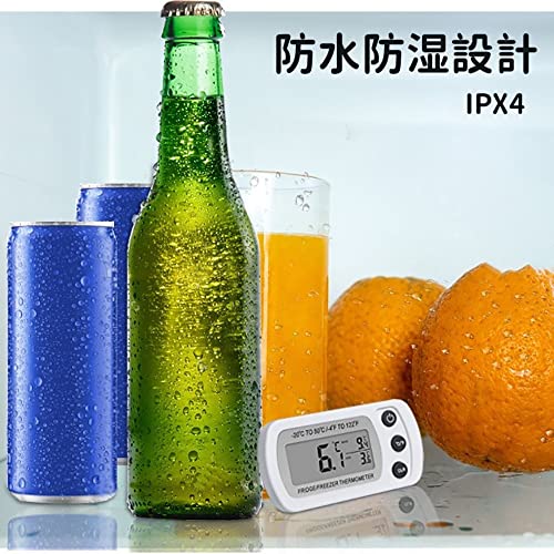 冷蔵庫用温度計 小型 デジタル温度計 電子温度計 防水 軽量 最高/最低温度値目に見える 適用温度範囲-20℃-50℃ 冷蔵庫 冷凍庫 キッチン ホワイト [5]