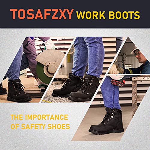 Image of Work Safety Boots for Men Durable Crazy-Horse Leather Indestructible Steel Toe Waterproof and Non-Slip Better Warmth Men Work Shoes