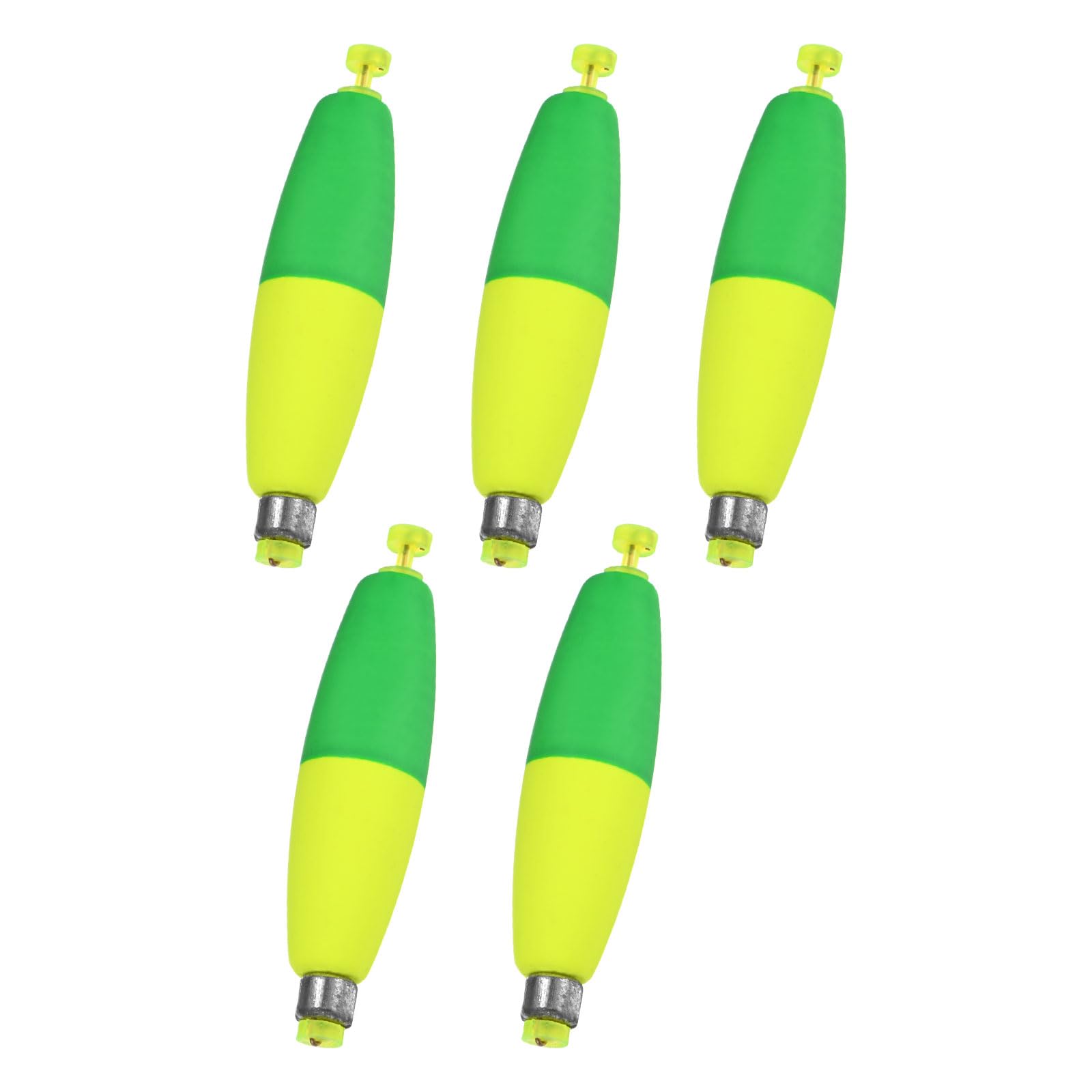 M METERXITY 5-Pack Fishing Bobbers Floats, 96mm EVA Foam Weighted Bobbers for Crappie/Bluegill/Trout Bass/Catfish, Clip-on Floats Slip Corks Floaters Strong Buoys [Green & Yellow]