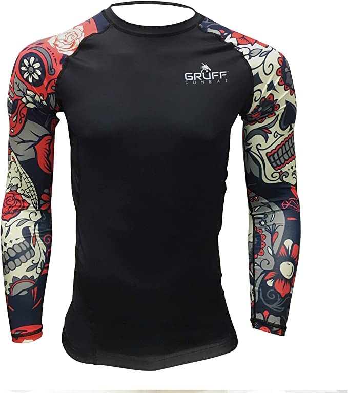 Gruff CombatBJJ Rash Guards Grappling MMA Jiu Jitsu No Gi UFC Shirt Fight Wear, Long Sleeves.