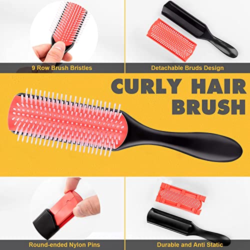 4Pcs Detangling Brush And Comb Set For Curly Hair - Beature Wide Tooth Comb For Curly Hair, 9-Row Cushion Nylon Bristle Brush And Detangler Brush For 3/4Abc Hair, Edge Control Hair Brush Comb, Hair Care Combination For Men, Women And Kids #TOP4