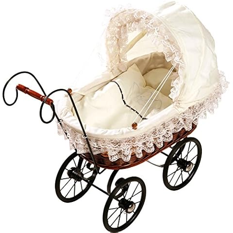 small foot 8755 wicker doll pram nostalgia made of wood and wicker with movable top, top decoration Cover