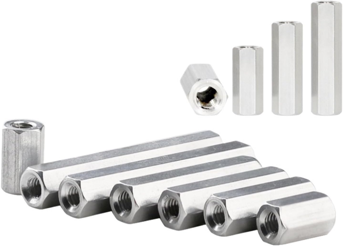 10pcs M4 M5 M6 Aluminum Hex Standoff Spacer Stud Extend Long Coupling Nut,Joint Sleeve Extension Nuts, Screw Bolts(M6,Length 10mm)