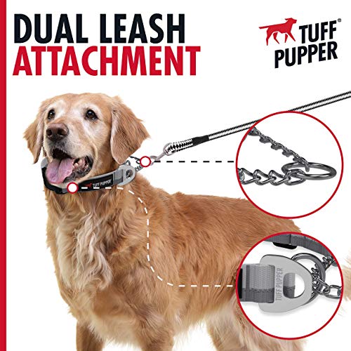 Tuff Pupper Martingale Collar For Dogs | Gentle Nylon & Steel Chain Limited Cinch Design Is Perfect For Training | Dual Leash Attachment Points | Durable Quick Release Buckle | Sizing For All Breeds #TOP3