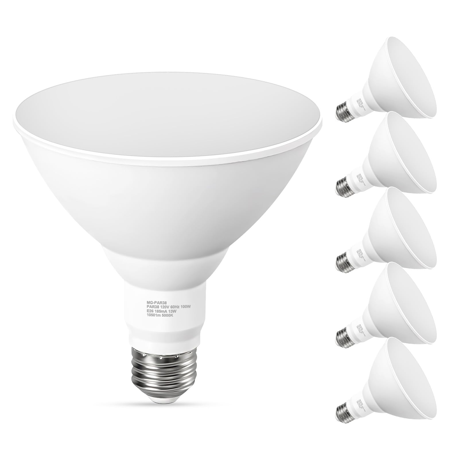 PAR38 LED Outdoor Flood Light Bulbs 100W Equivalent 5000K Daylight White Dimmable Waterproof LED Floodlight for Porch Yard