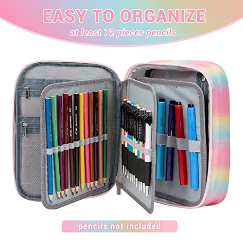 Miniatura 3 de Vaschy Estuche Escolar De Grande Capacidad Para Mujer Niña Estuche Lapices Multifuncional Para Papelería Con Compartimento Extraíble Para Escuela Oficina Trabajo, Arcoíris