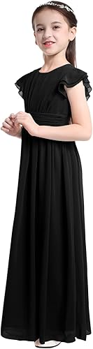 Miniatura 3 de Vestido largo de dama de honor para niñas y niñas, vestido largo plisado de gasa, vestido de fiesta de flores