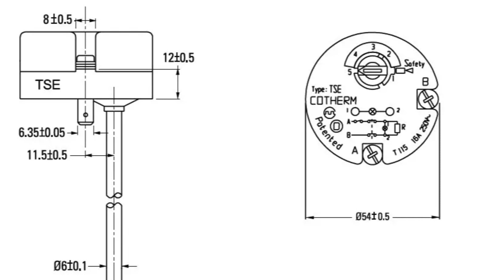 Termostato Cotherm TSE per scaldabagno domestico (caldaia) 20-75°C fusibile a 83°C