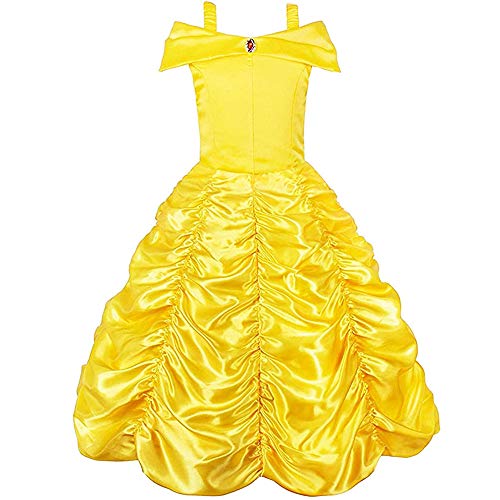 GREAMBABY Princess Dress UP Fancy Costume Christmas Birthday Party Halloween Dress Outfit for Little Girls (4T, Yellow)