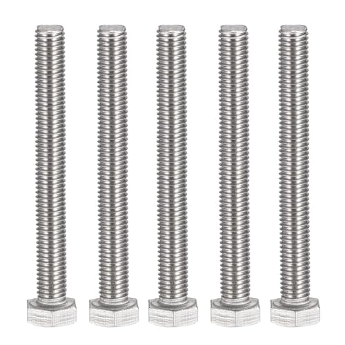 Image of MroMax 5Pcs M10-1.5 Hex Bolts, M10 x 90mm Hex Head Screws Bolts | 304 Stainless Steel 18-8, Fully Threaded, External Hex Drive, for Concrete Embedment and Column Anchoring