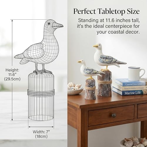 Figura de Gaviota de Madera Decorativa para Hogar 2Pcs miniatura 3
