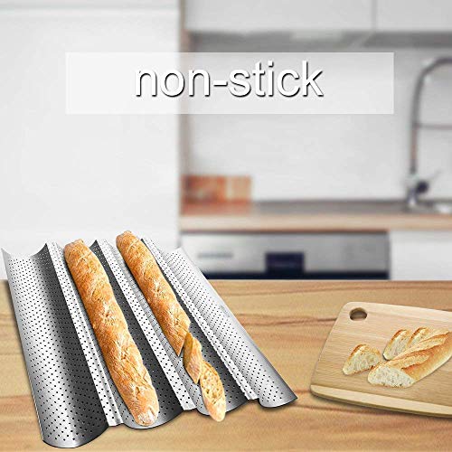 Amagabeli Nonstick French Baguette Pan Bundle 15"X13" 15"X9.6" Carbon Steel 4 Loaves And 3 Loaves For French Bread Baking Loaf Bake Mold Toast Cooking Bakers Molding Toaster Pan #TOP6
