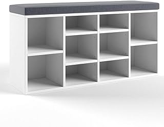 Vicco Schuhschrank 10 Schuhe Schuhbank Schrank Bank Schuhregal Regal Auflage Sitzbank - Weiß - 104x53,4x30cm (BxHxT) - ink...