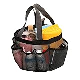 Mesh Shower Caddy Basket Quick Dry Shower Tote Hanging Bath & Toiletry Organizer Bag Double Handles for College Dorm, Travel, Gym & Camping, Black