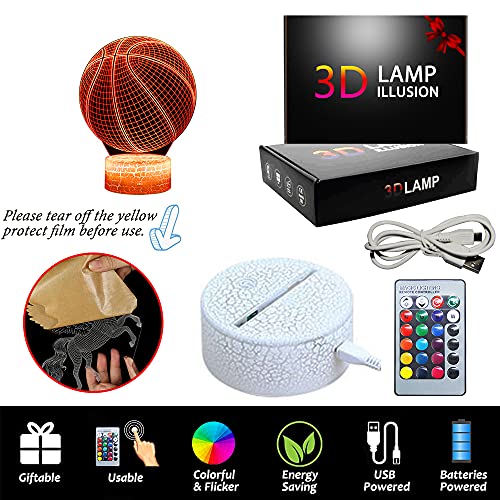 Miisong Basketball Night Light,3D Led Illusion Lamp With Remote Controller And Usb Cable 16 Colors Changeable Lights Best Birthday Xmas Gift For Basketball Player Children #TOP4