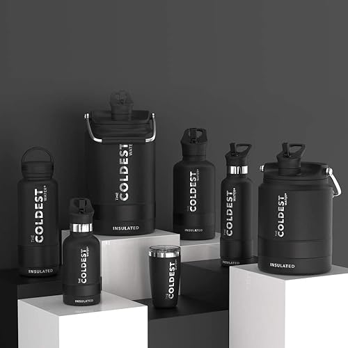 Miniatura 100 de Coldest - Botella de agua deportiva con tapa con popote y asa, a prueba de fugas, de acero inoxidable con aislamiento al vacío de doble pared,