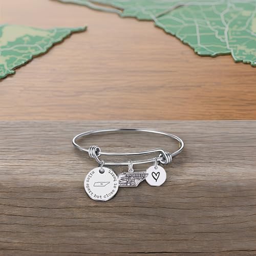 JJTZX Miles Apart but Close at Heart Long Distance Relationship State Map Bracelet Going Away Gift Travel Gift4