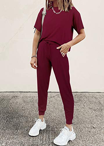 PRETTYGARDEN Women's Two Piece Sets 2025 Summer Spring Jogger Pants Travel Vacation Lounge Outfits Airplane Matching Clothes