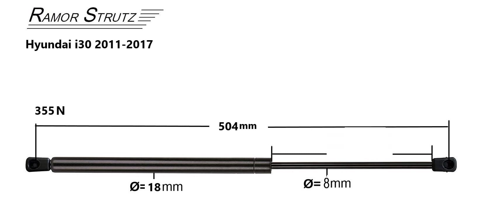 Gasdrukdemper 2x Gasveer voor de achterklep, geschikt voor HYUNDAI I30