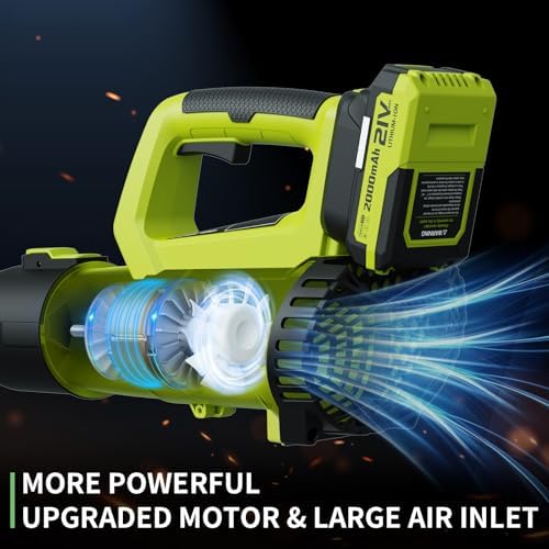 LEAPUL Leaf Blower Cordless with 2 Batteries & Fast Charger, Bright Green