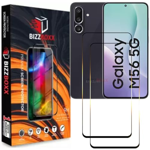 Image of Compatible With Samsung M56 5G Tempered Glass Screen Protector Guard - High Definition, Anti-Fingerprint Screen Guard (For Samsung M56-6.74 inch)|With Installation Kit - Pack of 2
