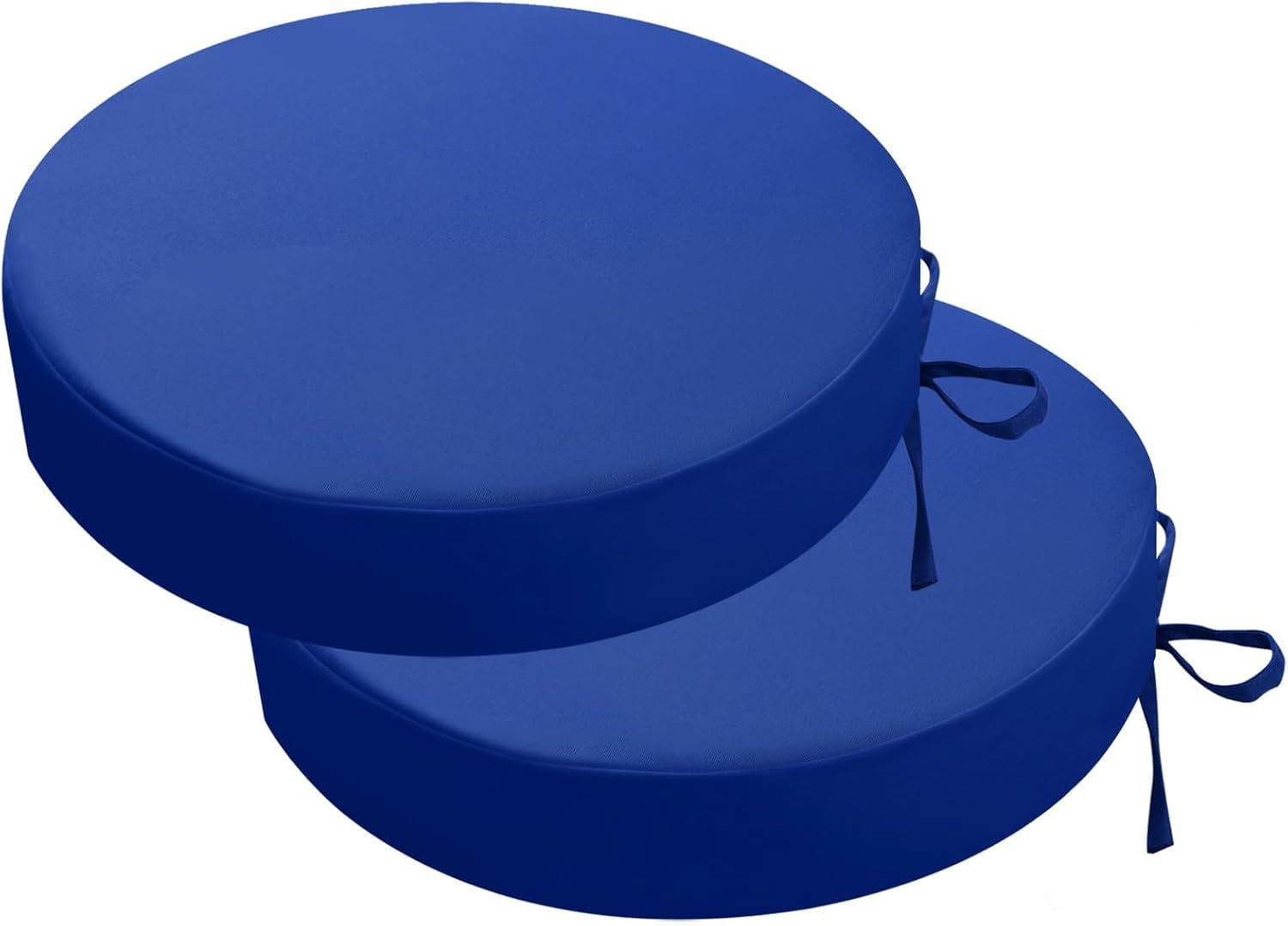 PRIMEPATIO Round Outdoor Chair Cushions Set of 2, Thick 7cm, Round Garden Seat Cushions with Ties, Waterproof Patio Bistro Chair Pads for Outdoor Furniture, 38 x 38cm, Navy Blue — image 1