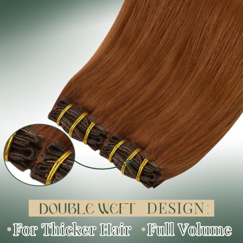 Image of Ugeat Human Hair Clip in Extensions Copper 14 Inch 7pcs 105g Softness