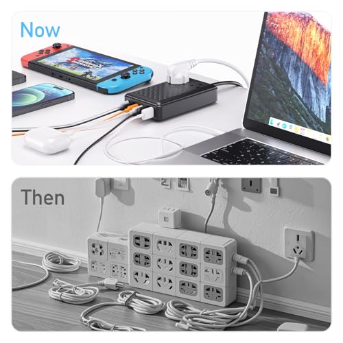 Anntane Charging Station 140W Usb C Charger Block 8 Port Fast Charging Power Strip 5Ft Flat Extension Cord With 4 Usb C 2 Usb A Ports 2 Ac Outlets,Compatible With Iphone 15/14/13,Macbook Pro/Air thumb #5