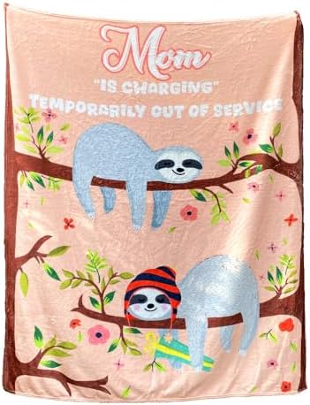 Funny Mom Birthday Gifts, Mom is Charging Sloth Blanket 60