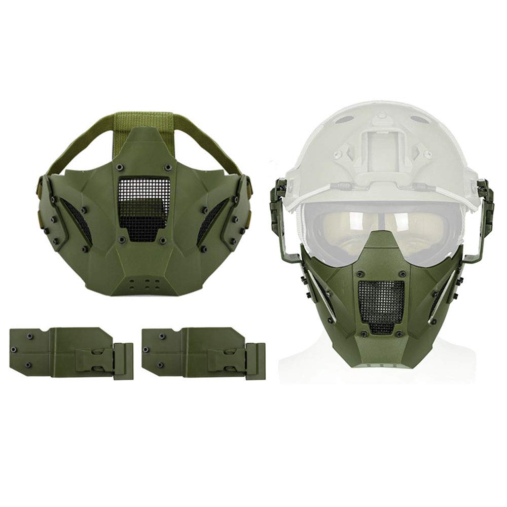 AOUTACC Airsoft Mesh Mask, Half Face Steel Mesh Mask Fast Helmet Mask for CS/Hunting/Paintball/Shooting(OD)