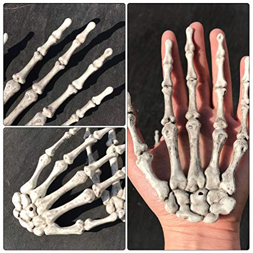 2 peças decorações de mesa de Halloween, ossos de mão, decoração de Halloween para ambientes interno