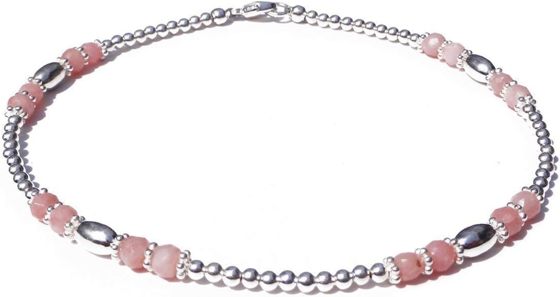 Peruvian Opal Anklet, October Birthstone, Beaded Gemstone Ankle Bracelets Sm to XL Plus Sizes