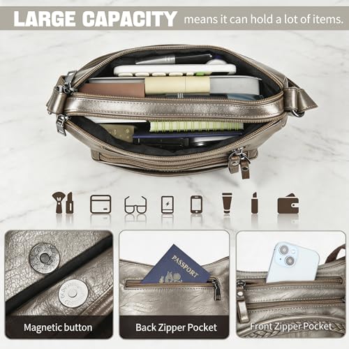 Image of ELDA Purses for Women Pocketbooks Soft PU Leather Ladies Crossbody Purse Multi Pocket Shoulder Bag