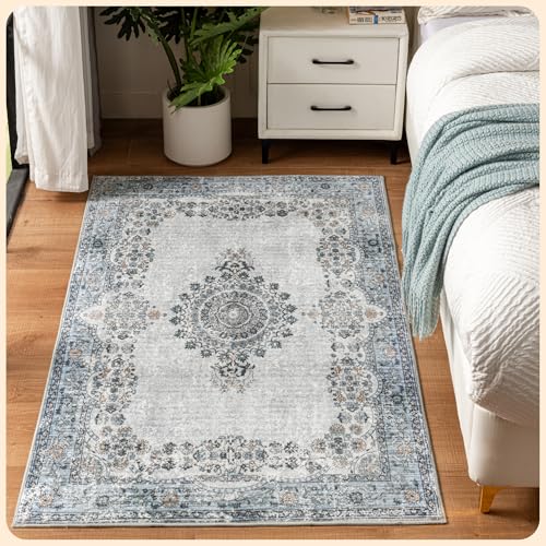 Istana 3x5 Area Rug - Blue Modern Rugs for Living Room 3x5 - Foldable Rugs for Bedroom/Living Room Rug - Stain Resistant Washable Rug - Eco-Friendly Small Area Rugs