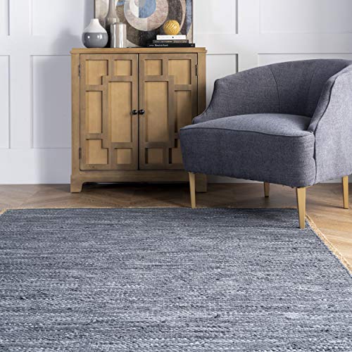 Nuloom Koda Solid Leather Flatweave Runner Rug, 2' X 6', Blue #TOP3
