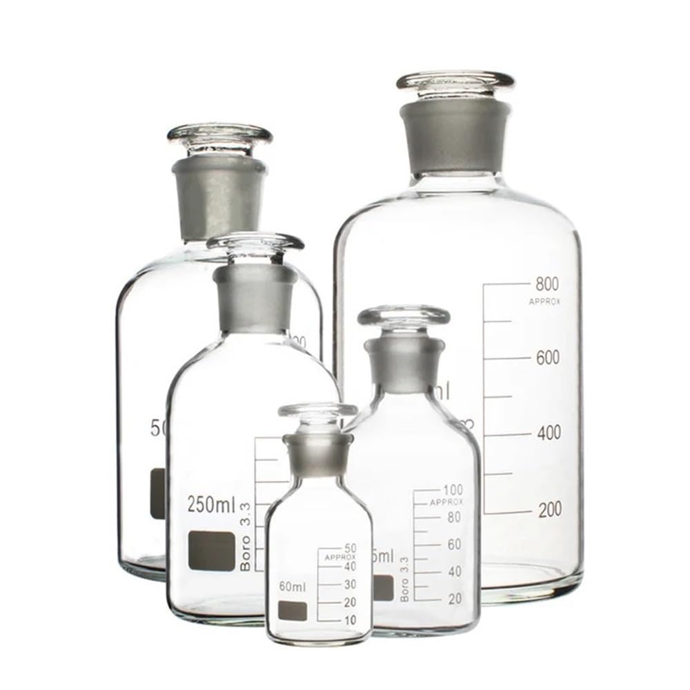 Cristalería de Laboratorio Botella de reactivo de cuello pequeño, botella de vidrio con alto contenido de boro, 60 ml - 1000 ml, botella de reactivo de laboratorio(500ml)