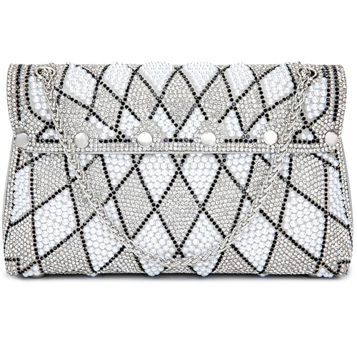 Image of BBTT.ful Pearls and Rhinestones Women's Evening Handbags Shoulder Bags Crossbody Bags for Women Clutch Purse with Chain