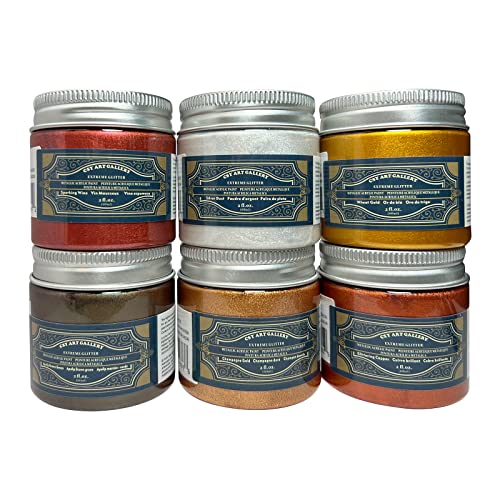 CSY art gallery Silver-Gold Metallic Acrylic Paint Set Pearlescent Paints With Bottles, Art Supplies for Painting on Canvas, Parper, Wood, and DIY Projects (2fl oz 60ml) (Metallic Rococo)