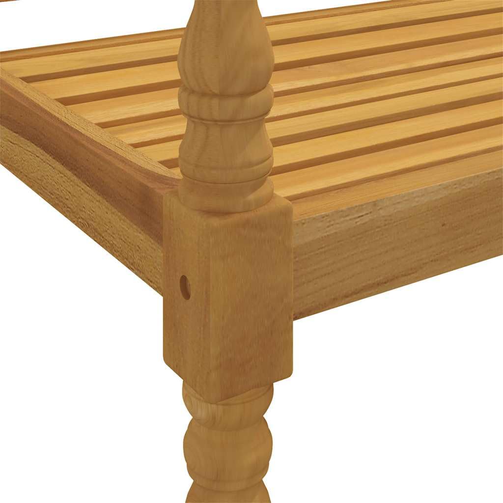 Batavia ławka ogrodowa, 150 cm, lite drewno tekowe z poduszką w kolorze taupe, odporna na warunki atmosferyczne, siedzisko z podłokietnikami i oparciem, na balkon, taras i do ogrodu przed