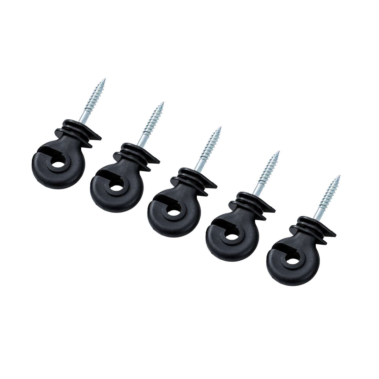 KATSU Tools Lot de 100 isolateurs annulaires à visser pour clôture électrique + mandrin de serrage, accessoires pour poteaux en bois de prairie de clôture pour cordes, fils et torons