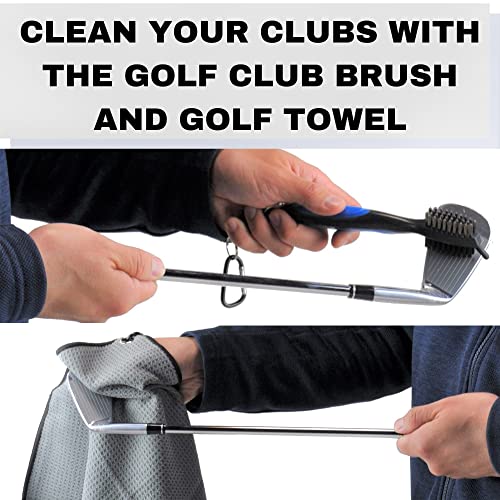 101mart Golf Cleaning Kit | Golf Accessories Gift Kit | 3 Golf Towels |Retractable Cleaning Brush | 2 Pocket Ball Washer Pouches