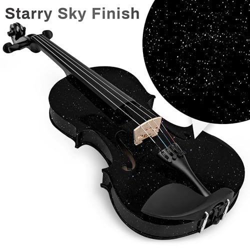Image of Poseidon 3 /4 Violin Size Set for Beginners, Black Violin for Beginner Fiddle Kit with Hard Case, Bow, Rosin, Horse Bridge, Violin Strings 3 /4 Full Set, Shoulder Rest, Clip-on Tuner, Manual Instruction