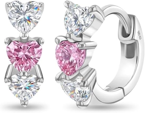In Season Jewelry Heart Cubic Zirconia Huggie Girls Hoop Earrings for Kids