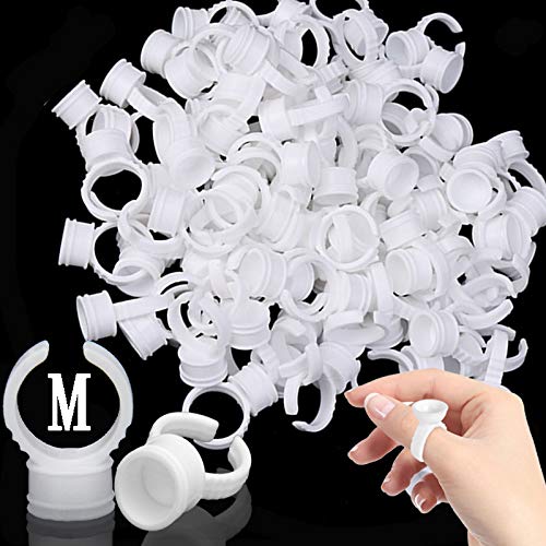 Tattoo Ink Ring Caps, SOTICA 300PCS Medium Microblading Pigment Rings Cups, Disposable Tattoo Glue Holder Tattoo ink Cups Adhesive Makeup Rings Palette For Semi Permanent Makeup
