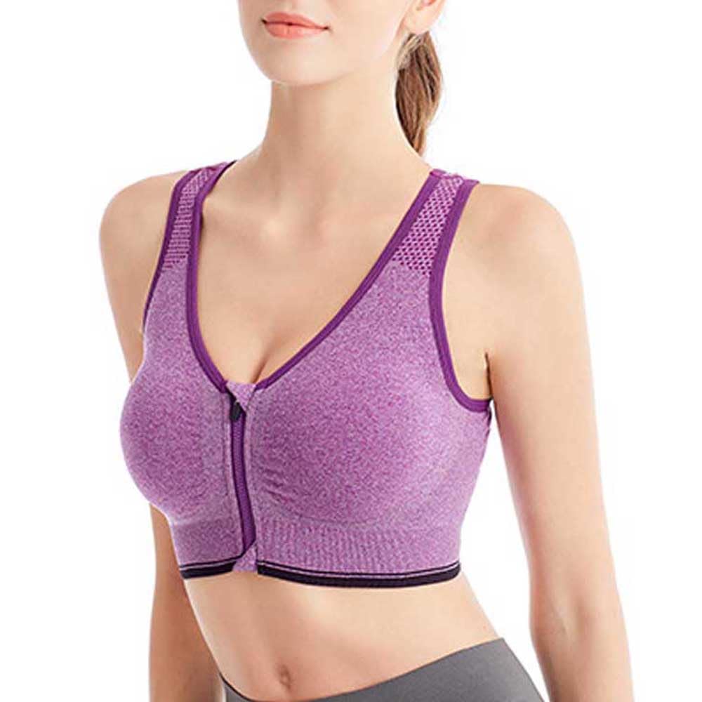 KUAZIVIZip Front Sports Bra Push Up Sports Bra High Impact Sports Bra M