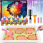 GOLMUD 12 Colour Water Marbling Paint Kit for Kids, Art and Craft Kits for Girls and Boys,Paint Craft Kits Creative Toys Birthday Gift for Kids 6 7 8 9 10 11 12 Year Old