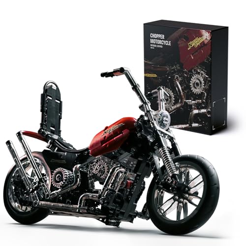 Nifeliz Chopper Motorrad Modell-Bausatz für Erwachsene Männer, Klemmbausteine Motorrad zum Bauen & Ausstellen, Retro Dekoration, Fahrzeug-Modell Geschenke (NF10308, 572 Teile)