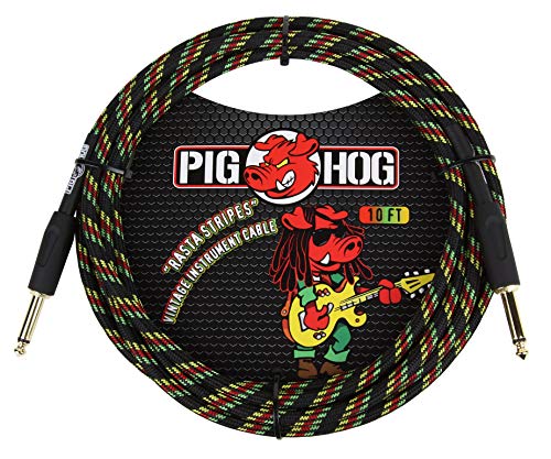 Câble d'instrument Pig Hog Pch10ra anti-nœud avec jack coudé