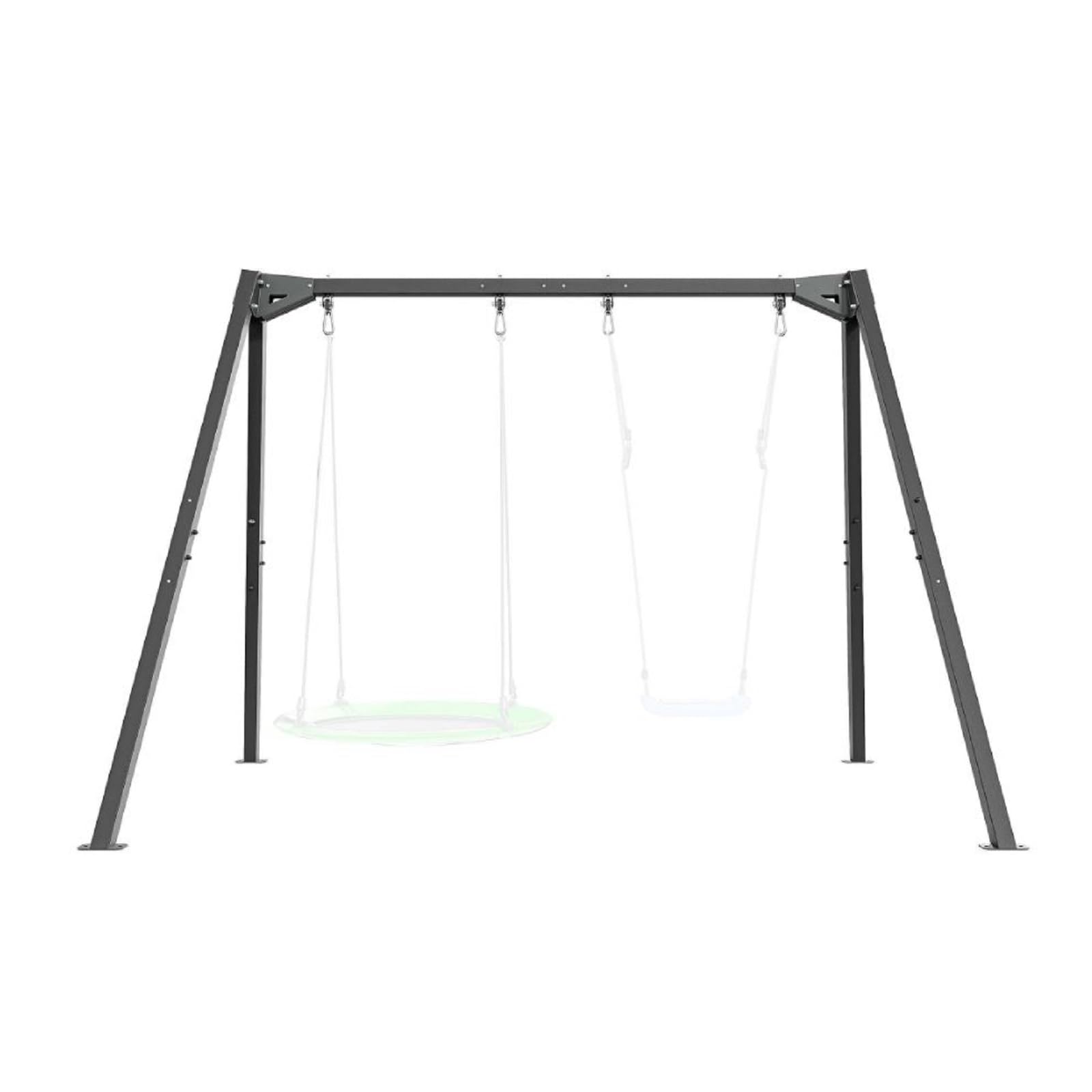 QLS Struttura acciaio per altalena doppia/nido 200 kg | Acciaio verniciato 60 x 60 x 2 mm, misure 306 x 172 x 212 cm, seduta e corde escluse